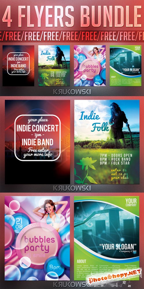 Indie Concert Party Flyer/Poster Templates Bundle