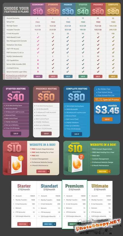 Pricing Tables and Banners PSD