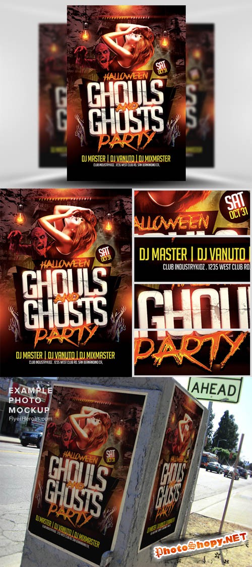 Ghouls and Ghosts Halloween Flyer Template