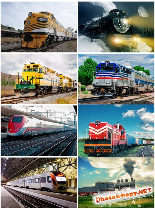 Поезда и лакомотивы - растровый клипарт