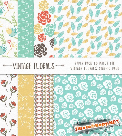 CreativeMarket - Vintage Floral Paper Pack 10620