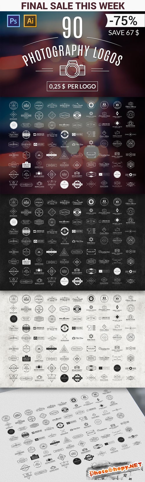 CreativeMarket - 90 Photography Logos ( 15 Volumes )