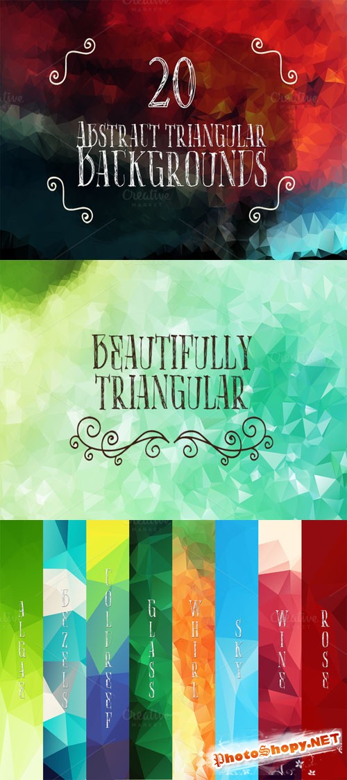 Abstract Triangular Backgrounds Set