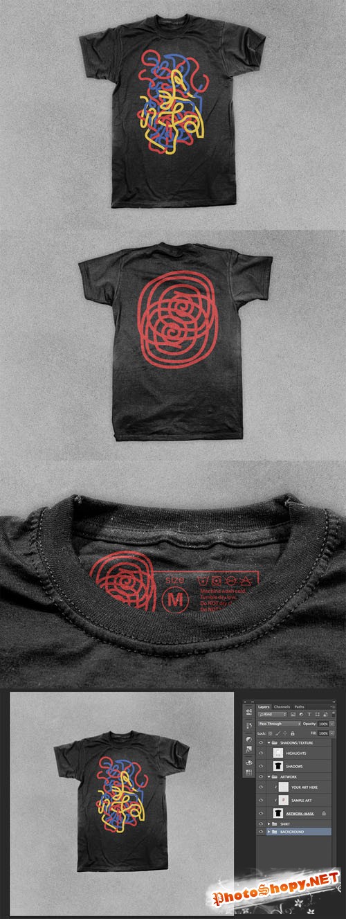 Creativemarket - Realistic Black T-shirt Mock Up 89662