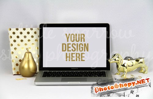 CreativeMarket - Styled Gold MacBook Mock Up 88951