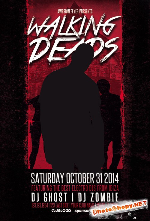 Walking Deads Halloween Party Flyer Template