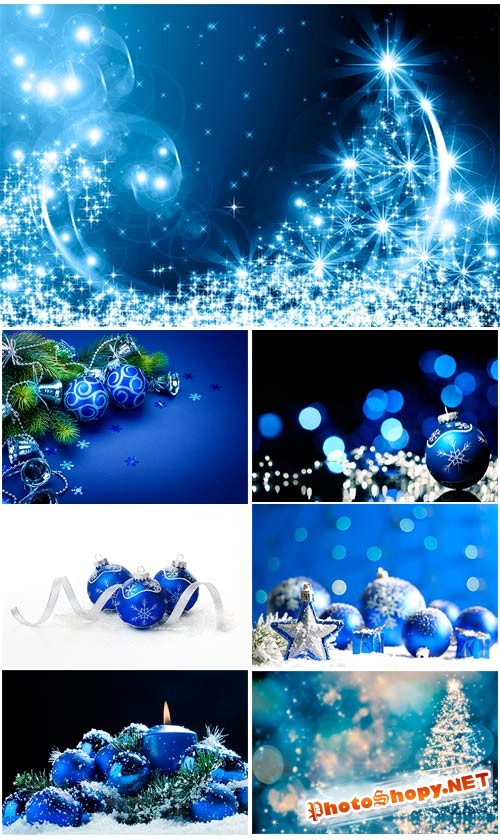 Красивые новогодние фоны в синих тонах