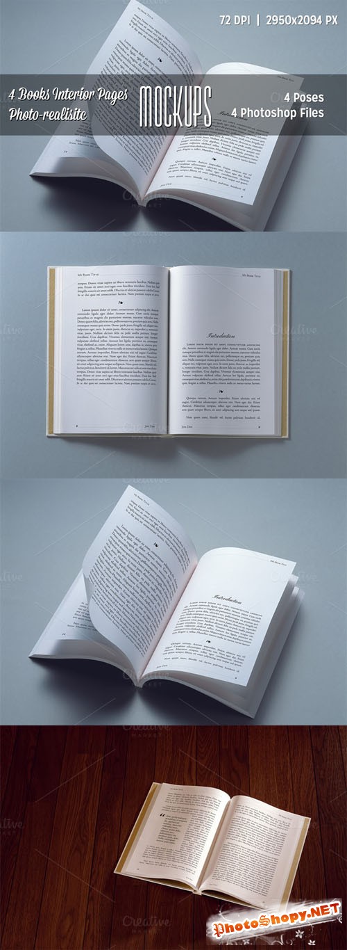 CreativeMarket - 4 Books Interior Pages Mockups