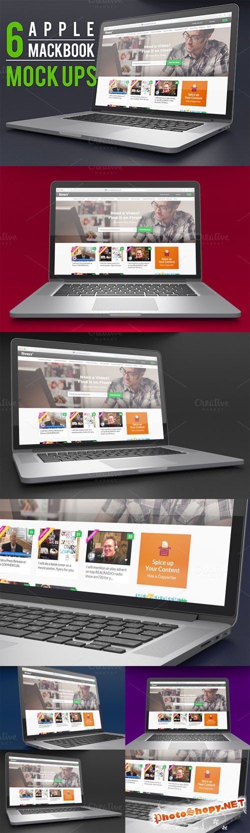 CreativeMarket - 6 Realistic apple Macbook MockUps