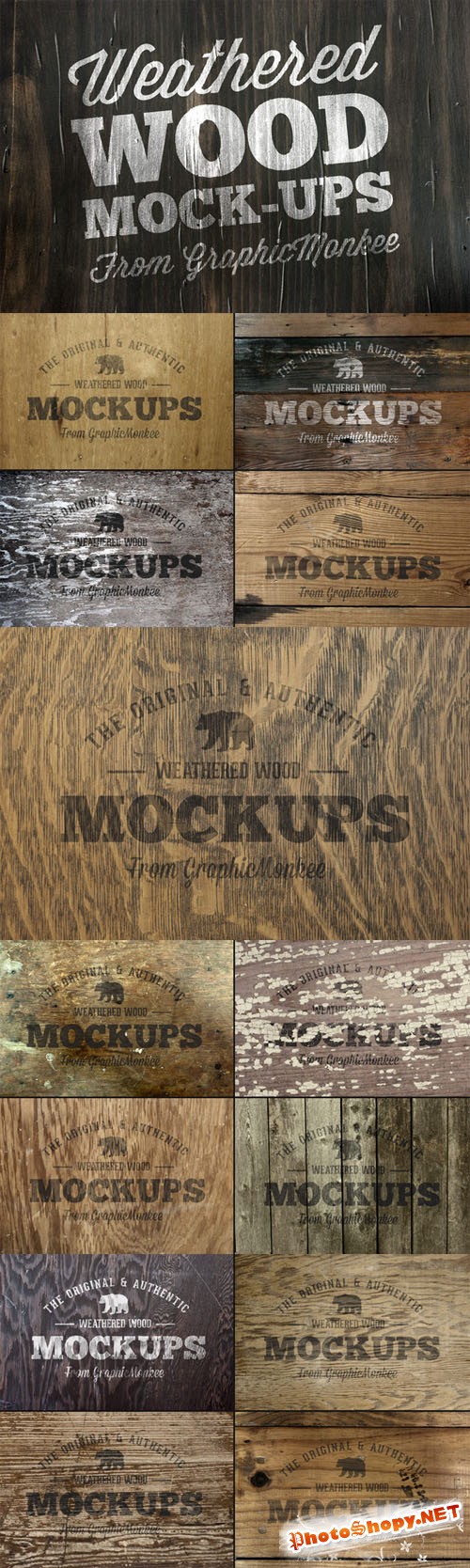 CreativeMarket - 15 Weathered Wood Texture Mock-Ups