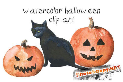 CreativeMarket - Watercolor Halloween Clip Art
