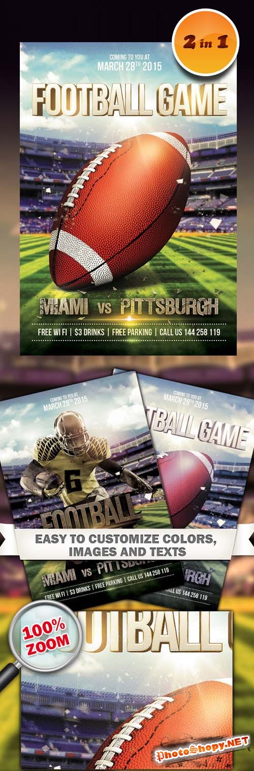 Flyers Template PSD - Football Game