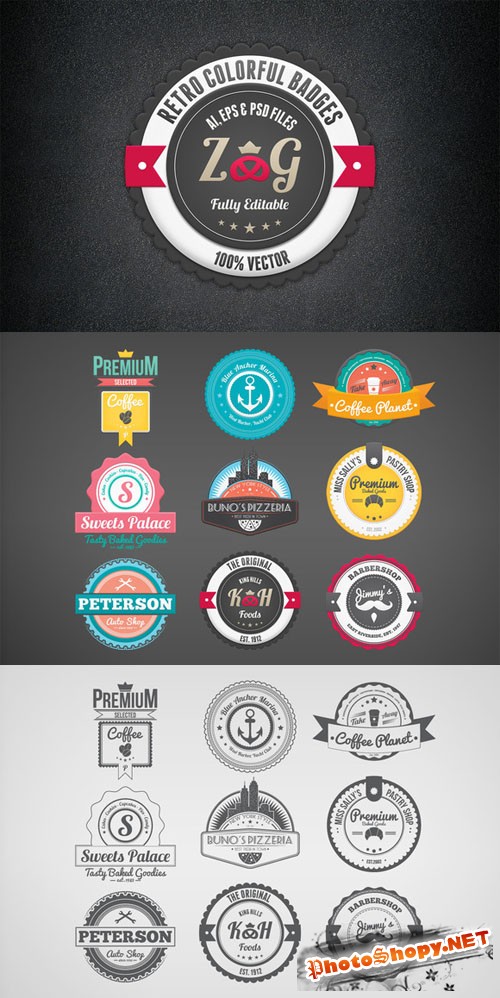 CreativeMarket - Retro Colorful Badges