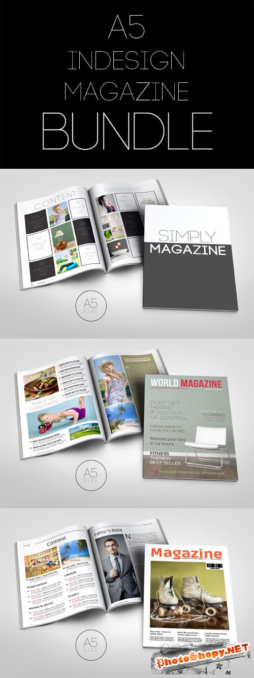 CreativeMarket - 3x A5 Magazine Bundle