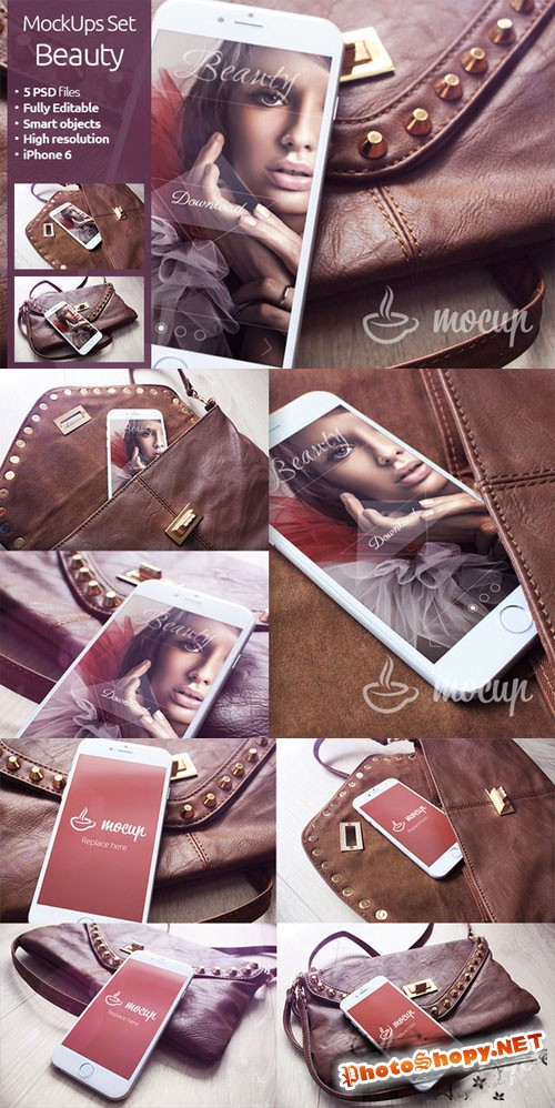 CreativeMarket - PSD iPhone 6 Mockups Set Beauty