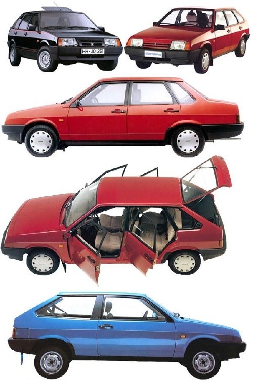 Автомобили марки ВАЗ (2108, 2109, 21099) прозрачный фон
