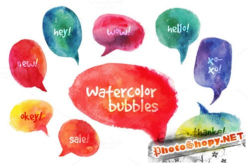 Creativemarket - Vector Watercolor Speach Bubbles 58717