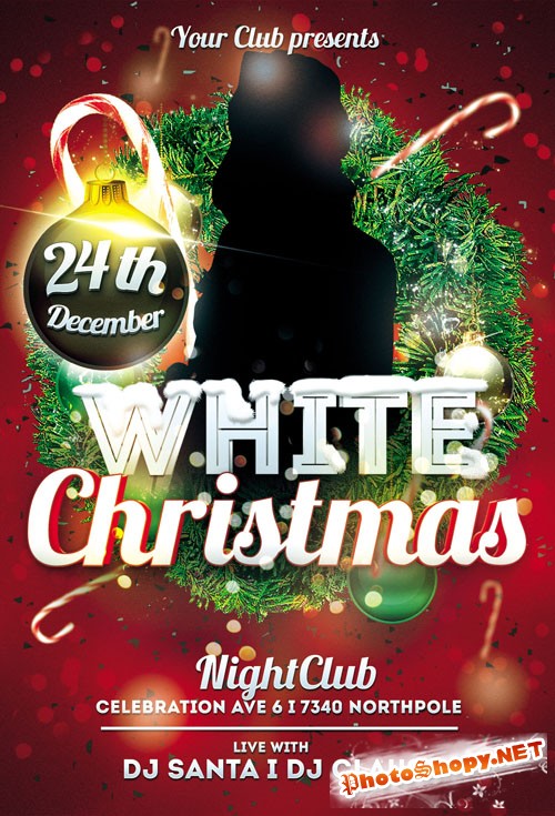 White Christmas Flyer Template PSD