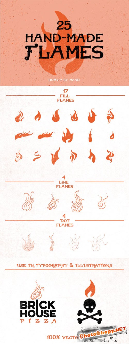 25 Hand-Made Flames - Creativemarket 52226