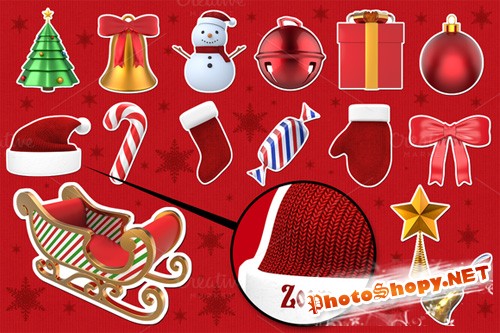 PNG Set - Christmas Stickers 3D