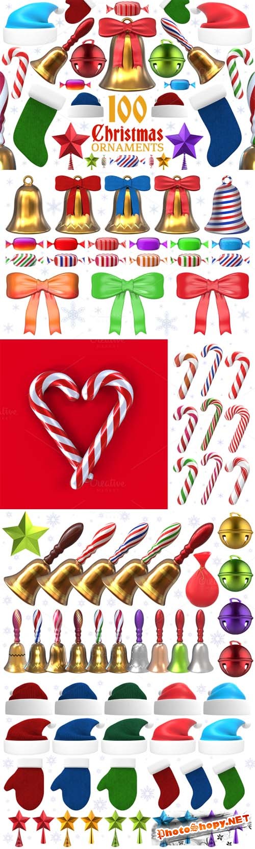 PNG Set - Christmas Ornaments and Items - 3D