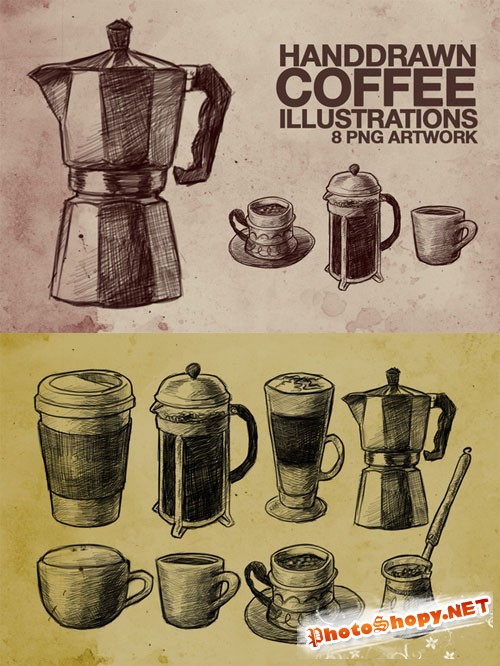 Hand Drawn Coffee Illustrations - Creativemarket 82596
