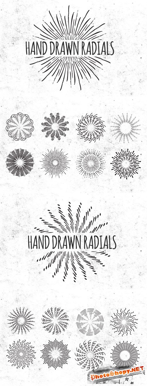 Hand Drawn Vector Radials Vol 2