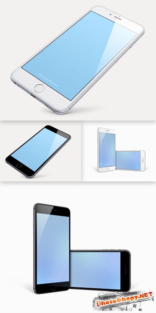 Perspective and Combined iPhone 6 Plus PSD Templates