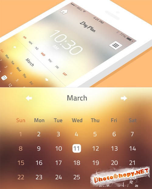 Calendar iPhone App Template - Creativemarket 64355