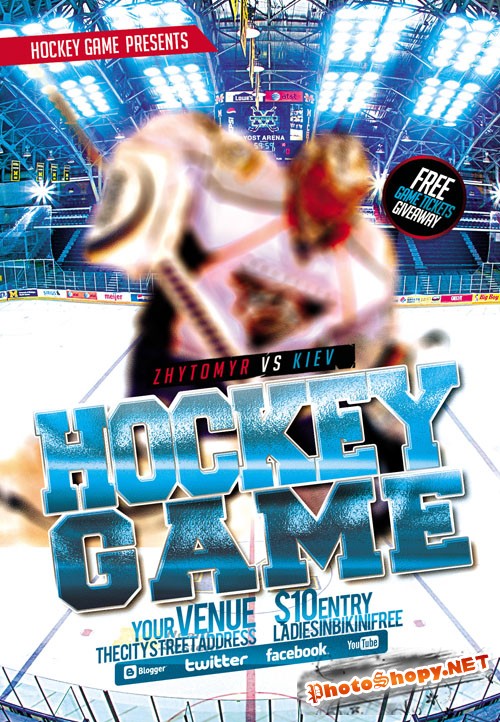 Flyer PSD Template - Hockey Game
