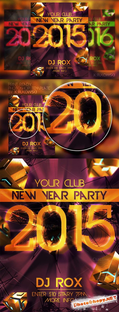 New Year Party Flyer - Creativemarket 111057