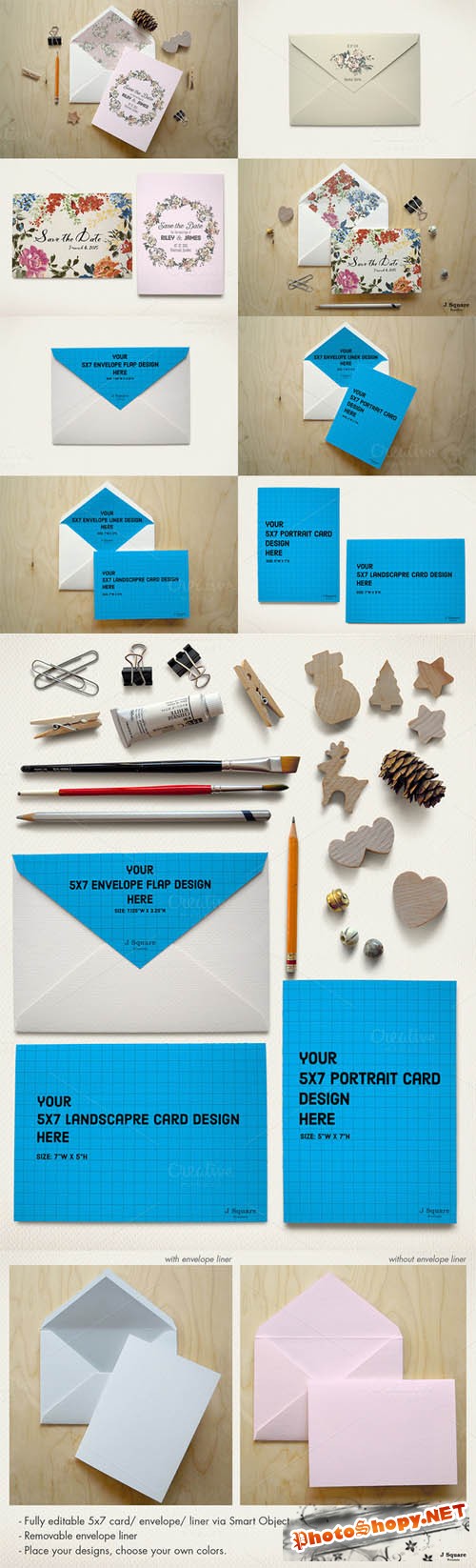 5x7 Card Envelope Objects Mock Up
