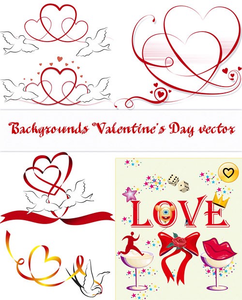 Любовь и Голуби в векторе - День святого Валентина