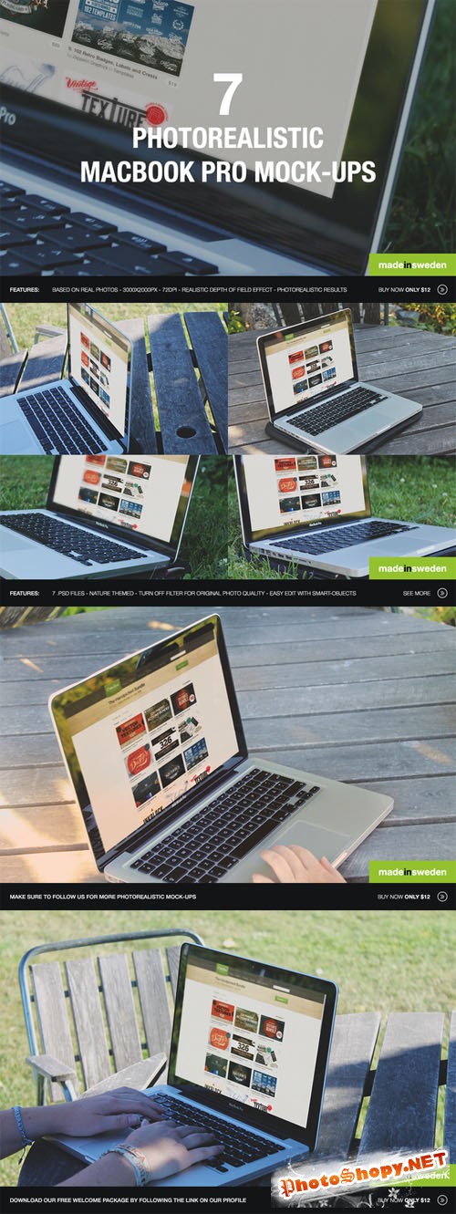 7 Photorealistic MacBook Pro Mockups - Creativemarket 57116