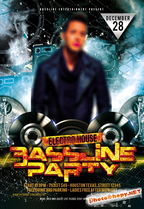 Club Flyer PSD Template - Bassline Party