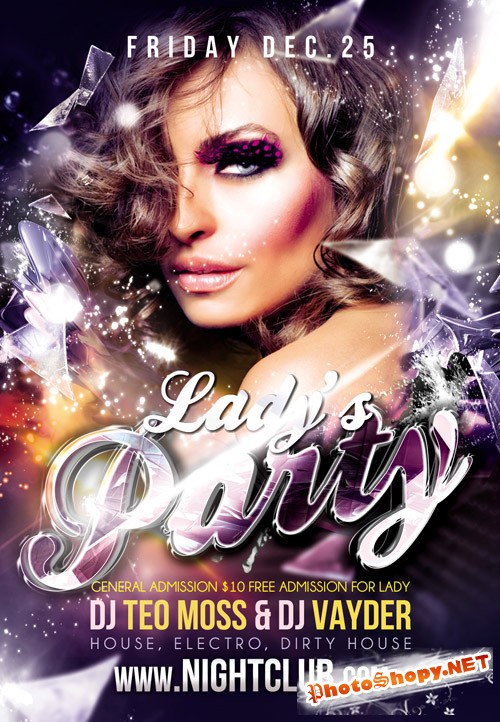 Club Flyer PSD Template - Ladys Party