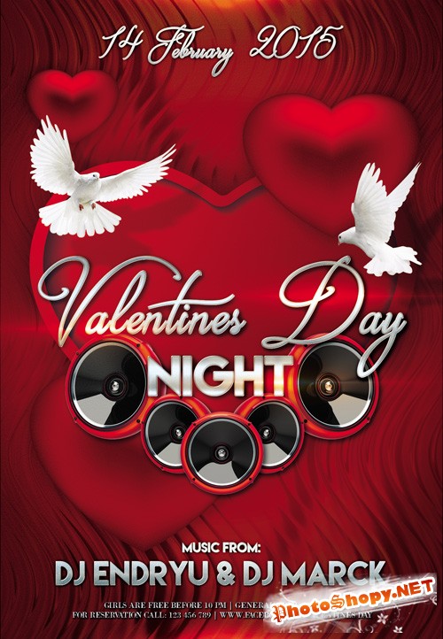 Flyer PSD Template - Valentines Day Night