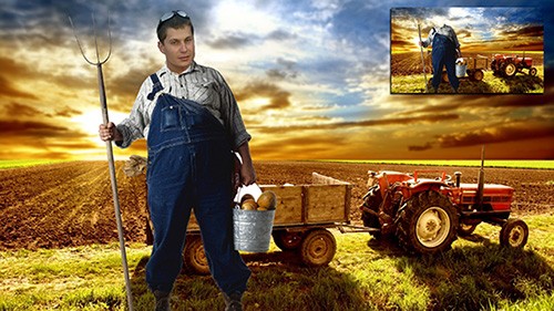 Мужской шуточный фотошаблон - Успешный фермер