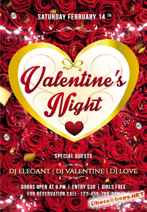 Flyer PSD Template - Valentines Night Party