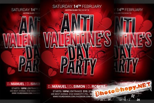 Anti Valentines Party Flyer Template - CM 141251