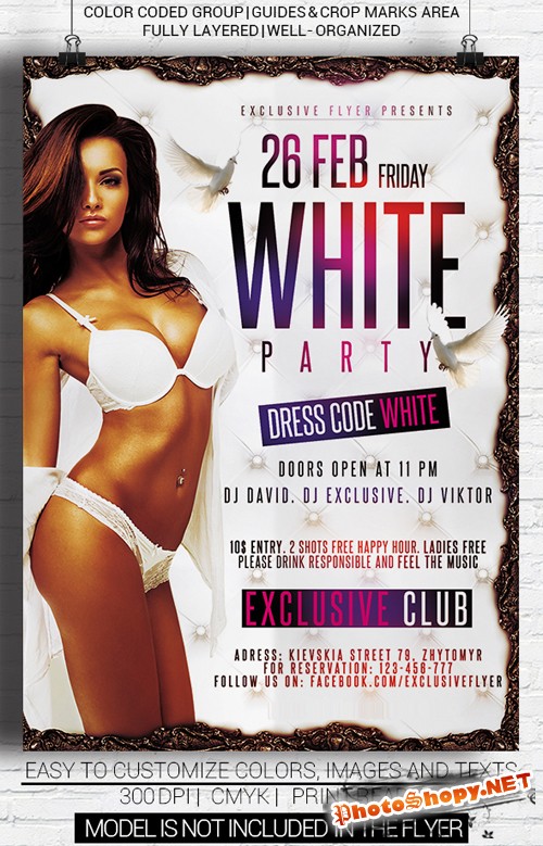 Flyer Template PSD - White Party