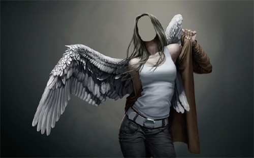 Красивый ангел с крыльями - Шаблон женский