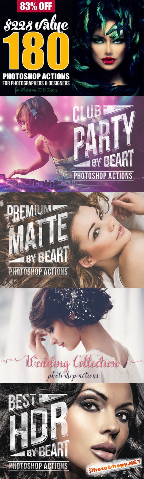 180 Premium Photoshop Actions Bundle - CM 186213