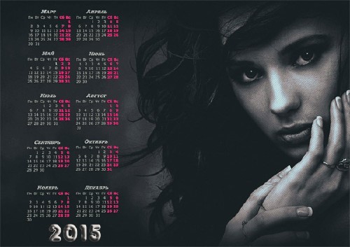 На 2015 год календарь - Девушка фотосет