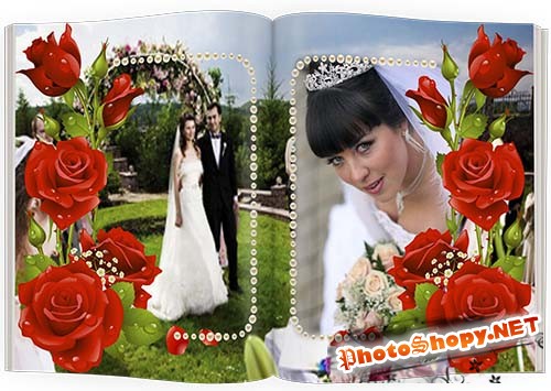Фотоальбом - гламурные сердца из цветов жених и невеста (альбом)