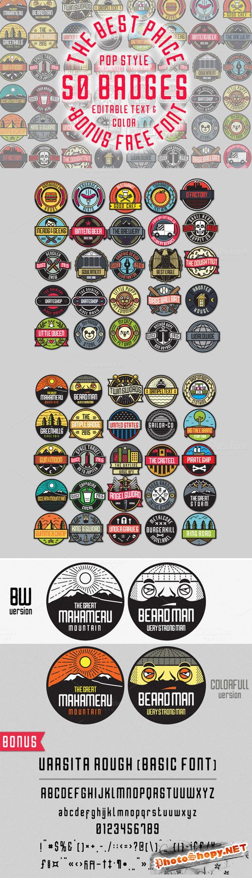 50 Pop Badges + Custom Font - CM 151312
