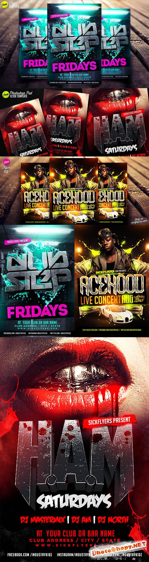 3 Concert and Disco Party Flyer PSD Templates