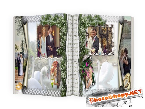 Цветочный гламурный свадебный альбом - весенние цветы (psd layered)