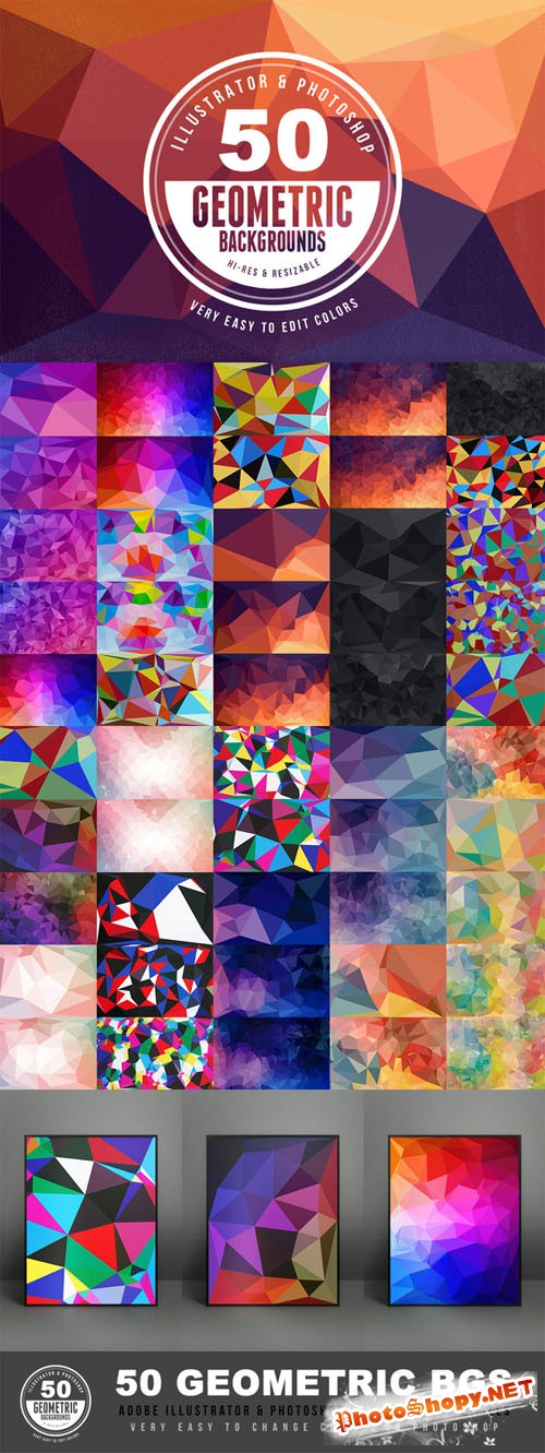 50 Geometric Backgrounds - Creativemarket 15518