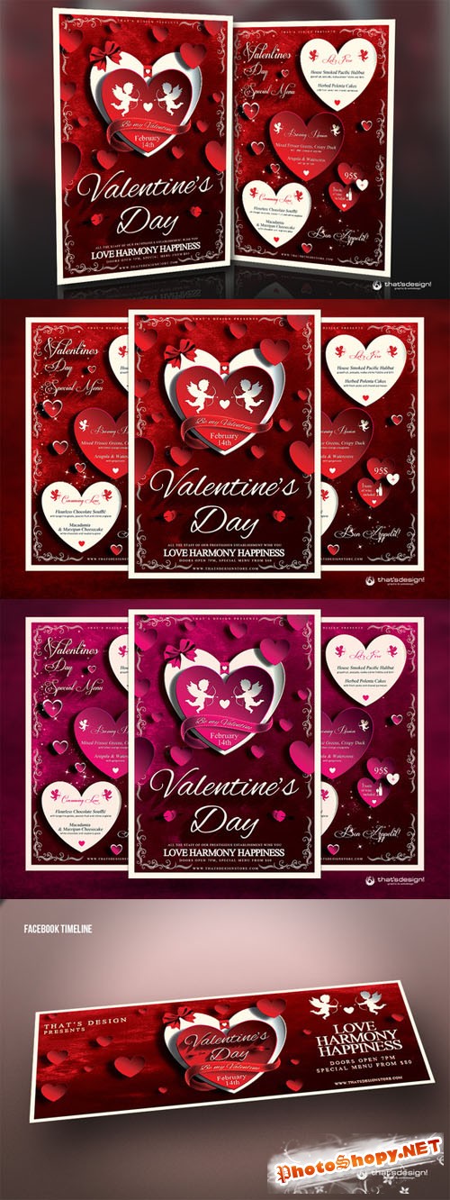 Valentines Day Flyer + Menu Template - Creativemarket 141767